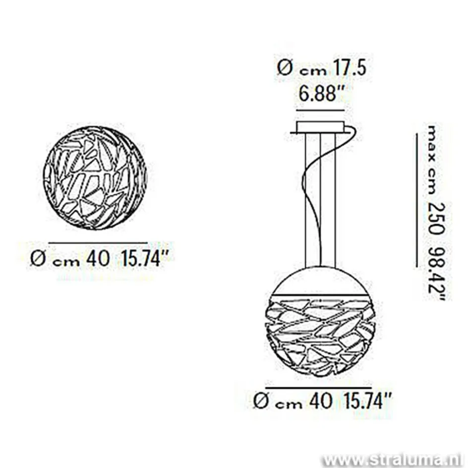 Hanglamp Kelly Sphere brons 40cm>Straluma Clearance