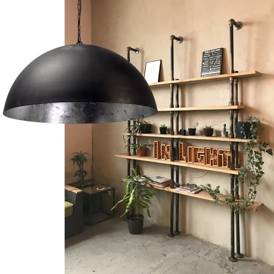 Hanglamp koepel 60cm gunmetal/silverleaf>Straluma Best