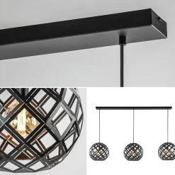 Hanglamp 3L balk bol zwart industrieel></noscript>Straluma Hot