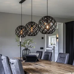 Hanglamp 3L balk bol zwart industrieel></noscript>Straluma Hot