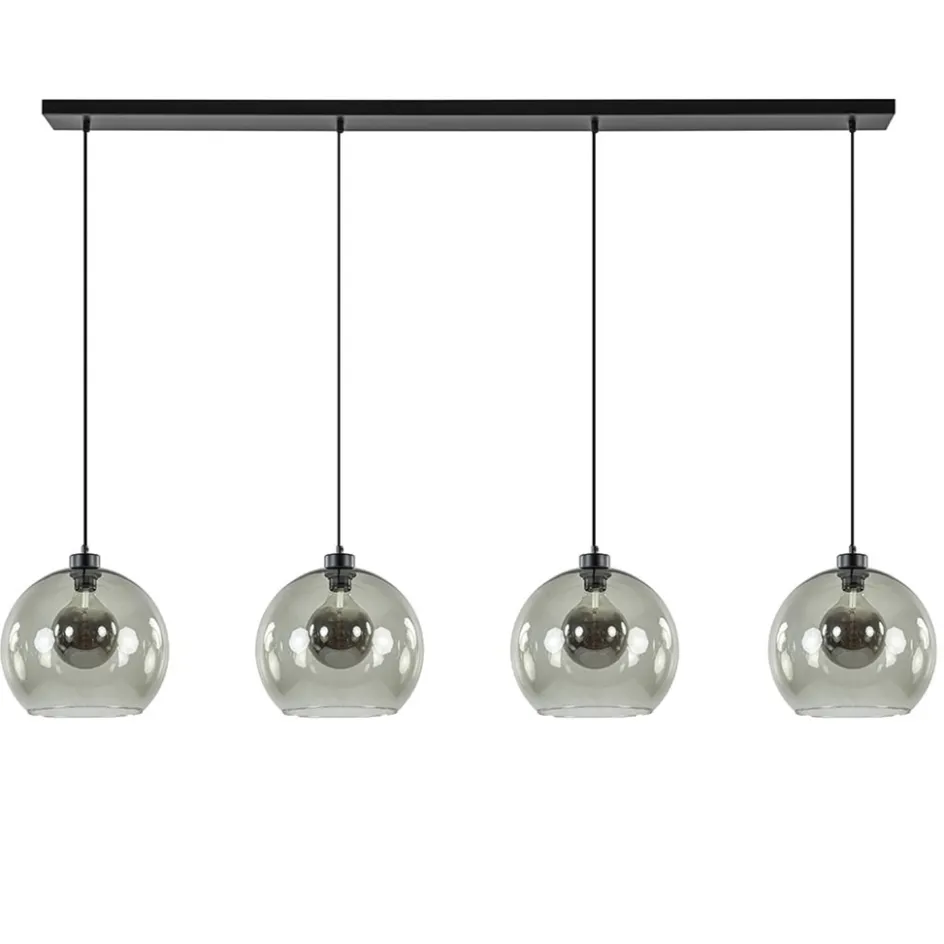 Hanglamp 4L balk zwart + smoke glas 30cm>Straluma Outlet