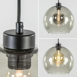 Hanglamp 4L balk zwart + smoke glas 30cm><noscript><img width=