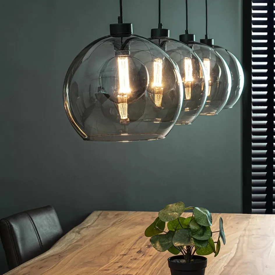 Hanglamp 4L balk zwart + smoke glas 30cm>Straluma Outlet
