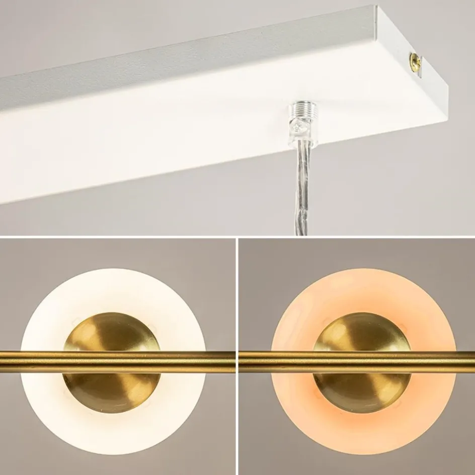 Hanglamp 6L brass met opaal bolglas>Straluma Discount