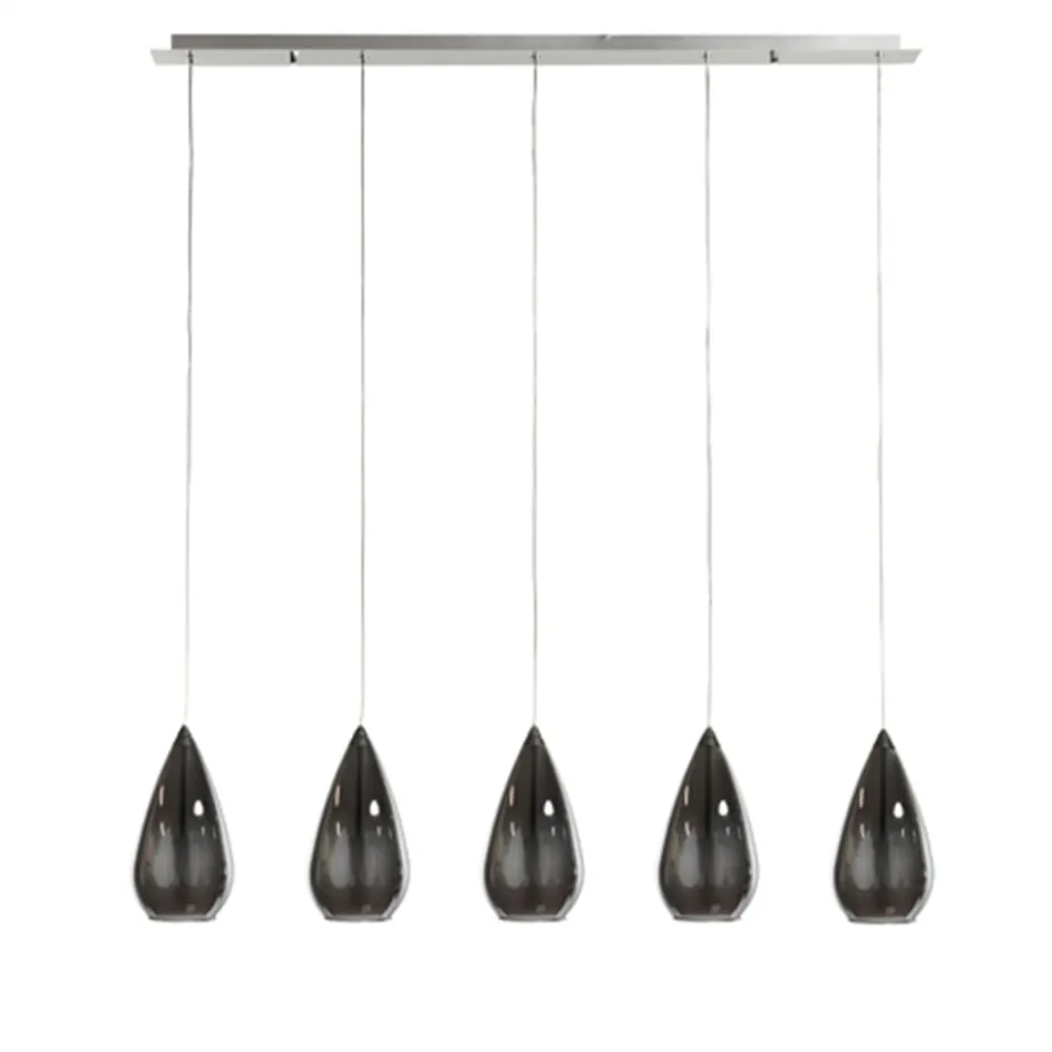 Hanglamp 5L druppel glas smoke>Straluma Online