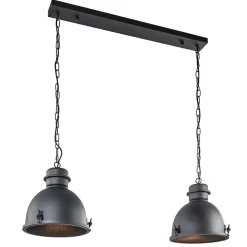 Hanglamp 2L industrieel zwart/grill>Straluma Discount