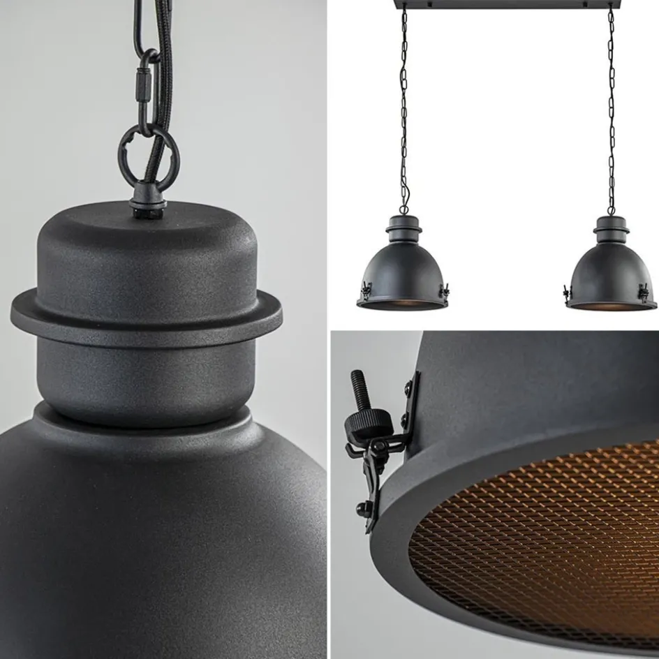 Hanglamp 2L industrieel zwart/grill>Straluma Discount
