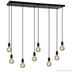 Hanglamp 8L plaat 110cm zwart ex.e27 lb>Straluma