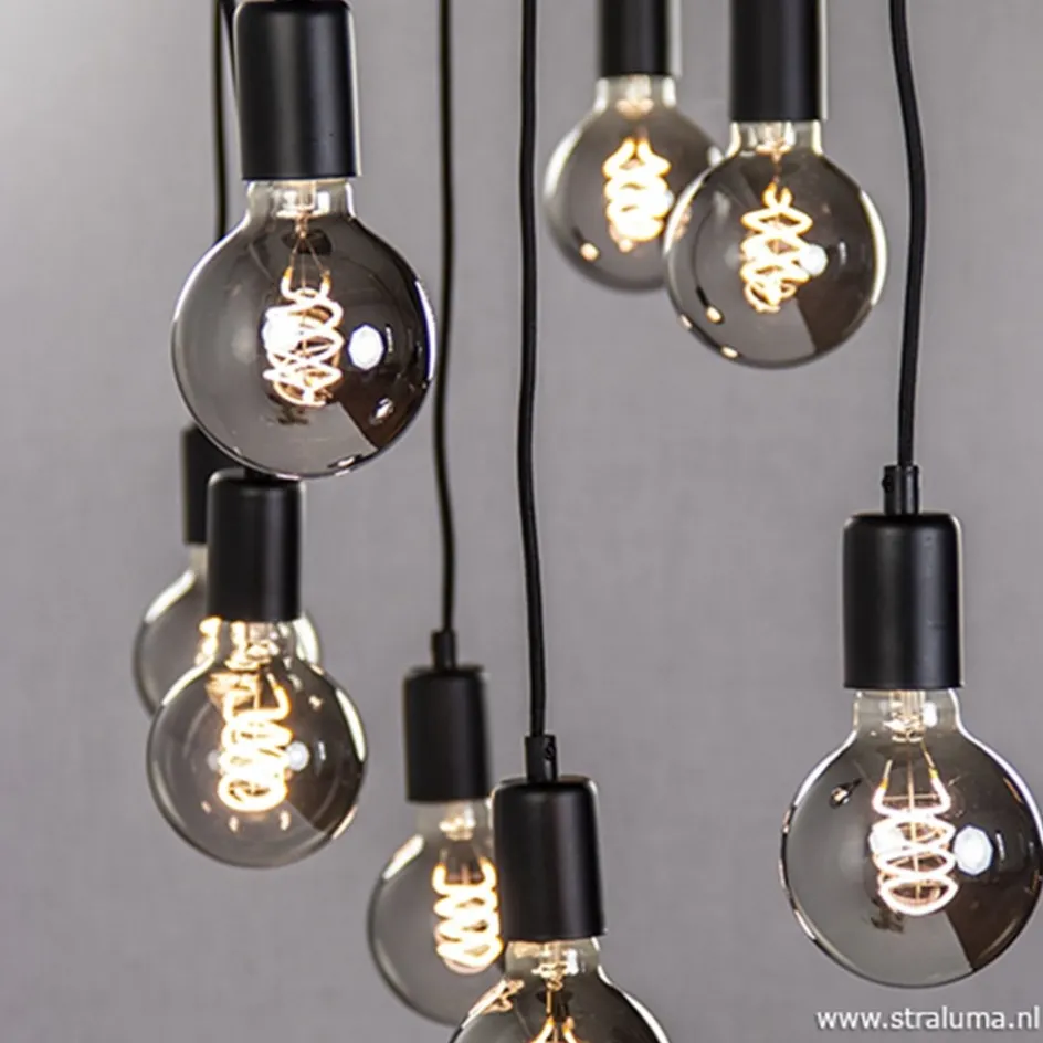 Hanglamp 8L plaat 110cm zwart ex.e27 lb>Straluma