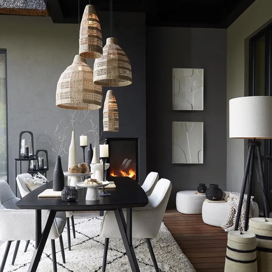 Hanglamp Latika smal zeegras naturel met zwart>Straluma Outlet