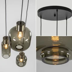 Hanglamp Lett 3L rond zw/brons smoke mix></noscript>Straluma Hot