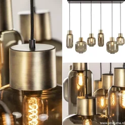 Hanglamp Lett 6L zwart/brons+glas smoke></noscript>Straluma
