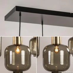 Hanglamp Lett 6L zwart/brons+glas smoke></noscript>Straluma