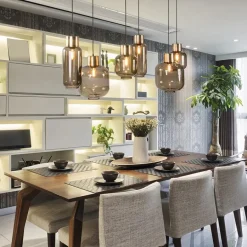 Hanglamp Lett 6L zwart/brons+glas smoke></noscript>Straluma