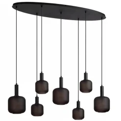 Hanglamp 7-lichts ovaal met mat zwart glas>Straluma Best