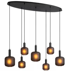 Hanglamp 7-lichts ovaal met mat zwart glas>Straluma Best