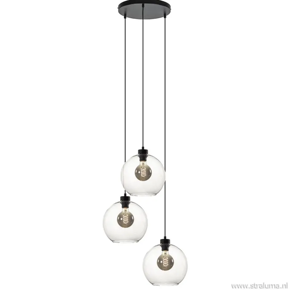 Hanglamp 3-lichts rond glas helder 25 cm>Straluma Hot