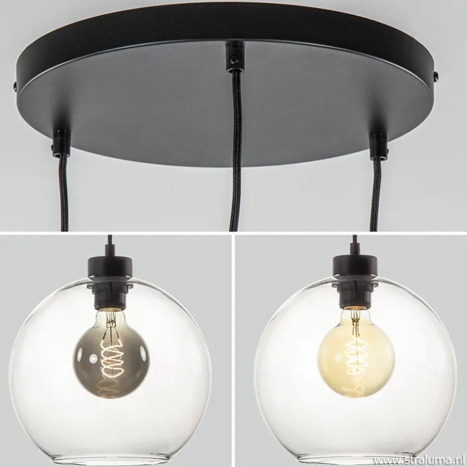 Hanglamp 3-lichts rond glas helder 25 cm>Straluma Hot