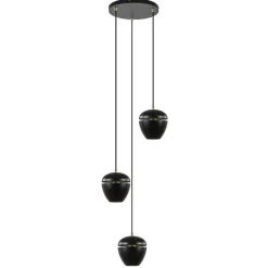 Hanglamp 3-lichts rond zwart/goud>Straluma Discount