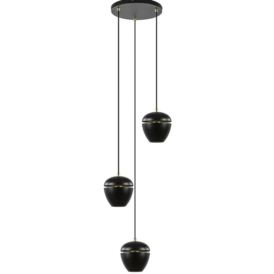 Hanglamp 3-lichts rond zwart/goud>Straluma Discount