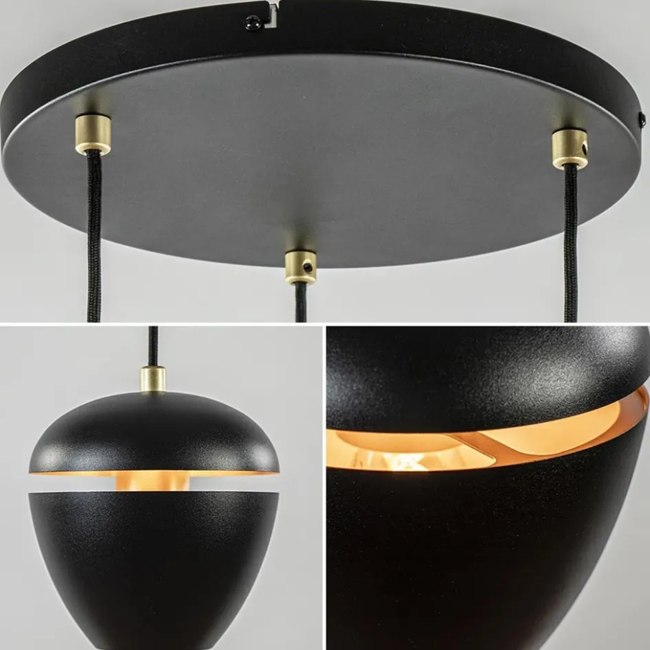 Hanglamp 3-lichts rond zwart/goud>Straluma Discount