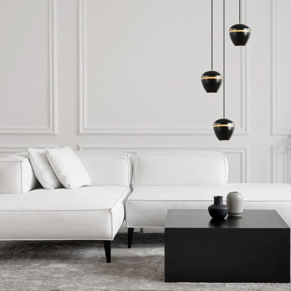 Hanglamp 3-lichts rond zwart/goud>Straluma Discount