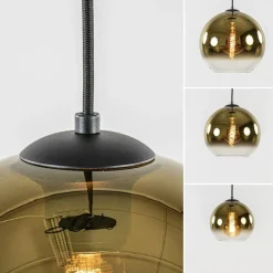 Hanglamp 3-lichts rond zwart met goud gradient glas><noscript><img width=