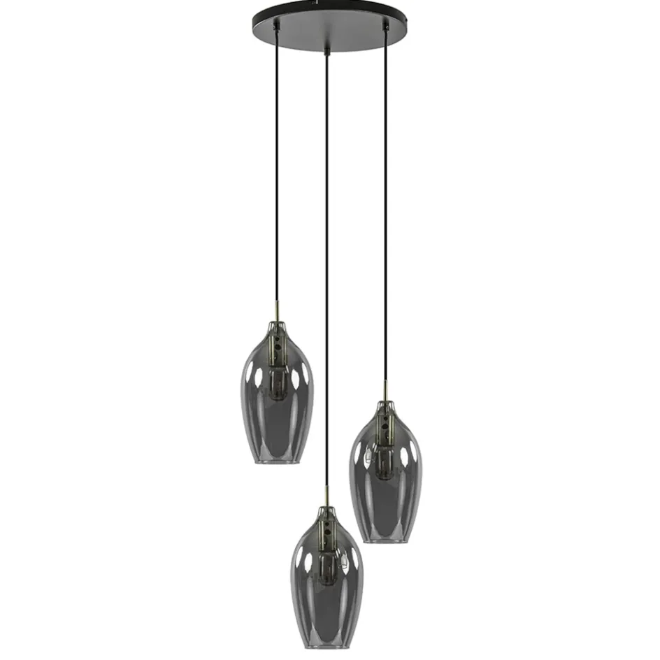Hanglamp Lukaro 3-L antiek brons + smoke glas>Straluma New