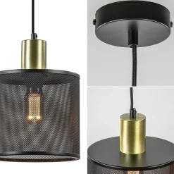 Hanglamp mat zwarte kap cilinder met goud></noscript>Straluma New