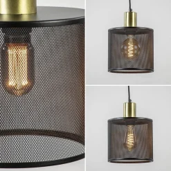 Hanglamp mat zwarte kap cilinder met goud></noscript>Straluma New