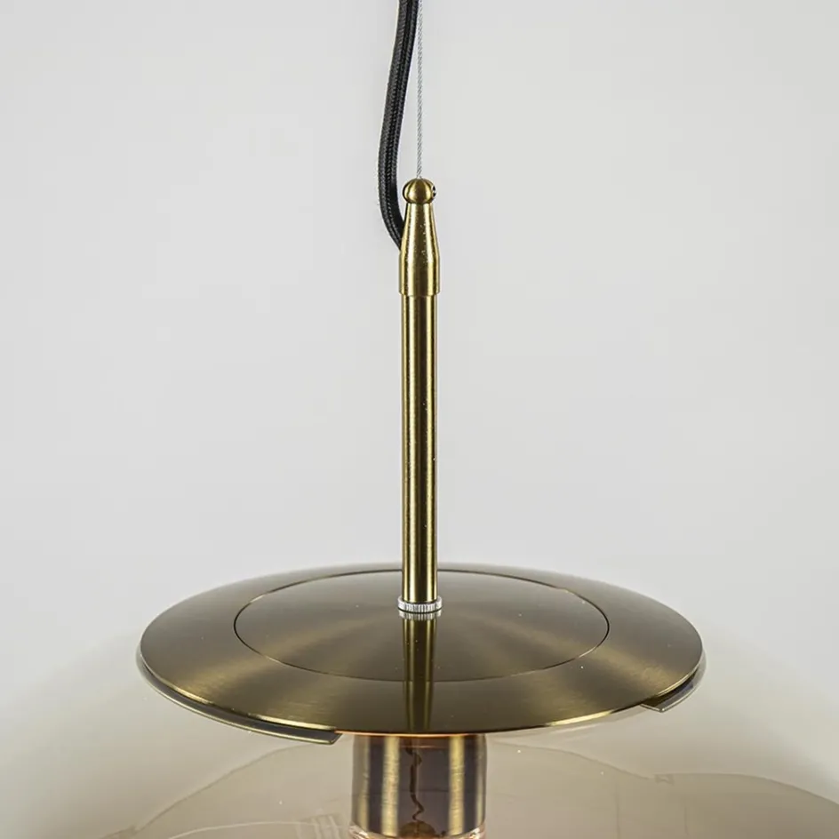 Hanglamp Medina 48cm messing + amber glas>Straluma Hot