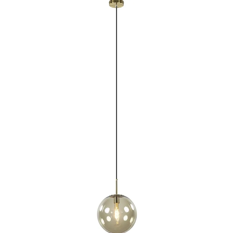Hanglamp Medina satin gold/amber glas 30cm>Straluma Hot