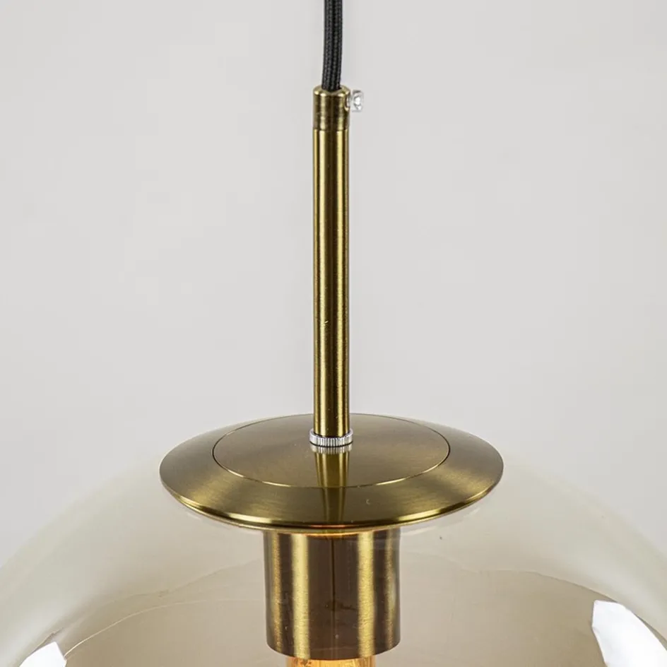 Hanglamp Medina satin gold/amber glas 30cm>Straluma Hot