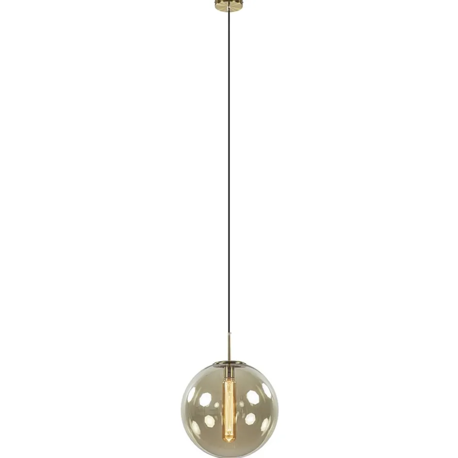 Hanglamp Medina satin gold/amber glas 40cm>Straluma Sale
