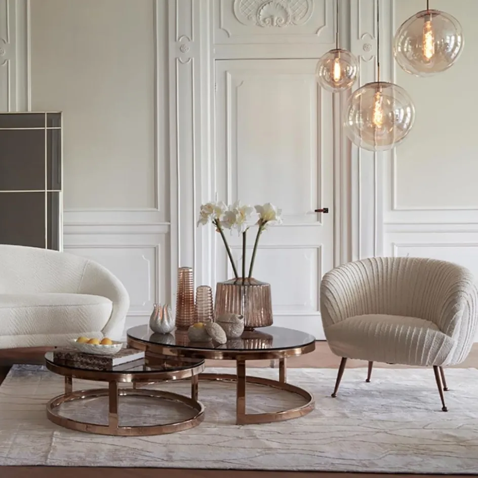 Hanglamp Medina satin gold/amber glas 40cm>Straluma Sale