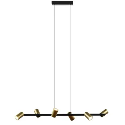 Hanglamp met spots 6-lichts zwart/goud>Straluma