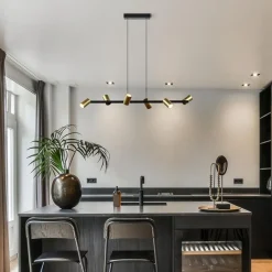 Hanglamp met spots 6-lichts zwart/goud></noscript>Straluma