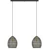 Hanglamp Meya 2-lichts zwart/goud met balk>Straluma New