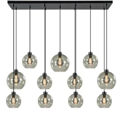 Hanglamp multipendel 11-L zwart smoke glas 20+25cm>Straluma New