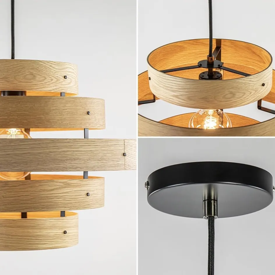 Hanglamp Oaknut hout 5 ringen>Straluma Hot
