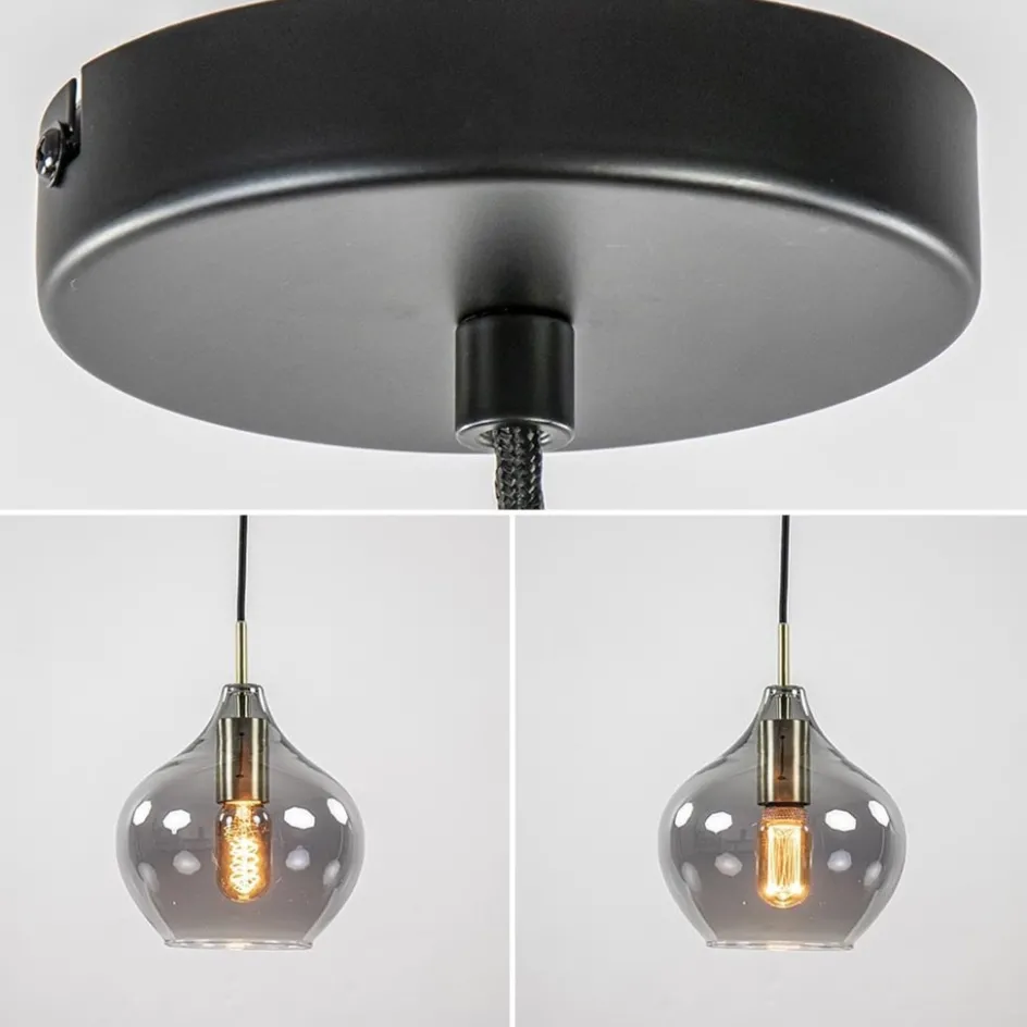 Hanglamp Rakel 20cm antiek brass+smoke glas>Straluma Discount