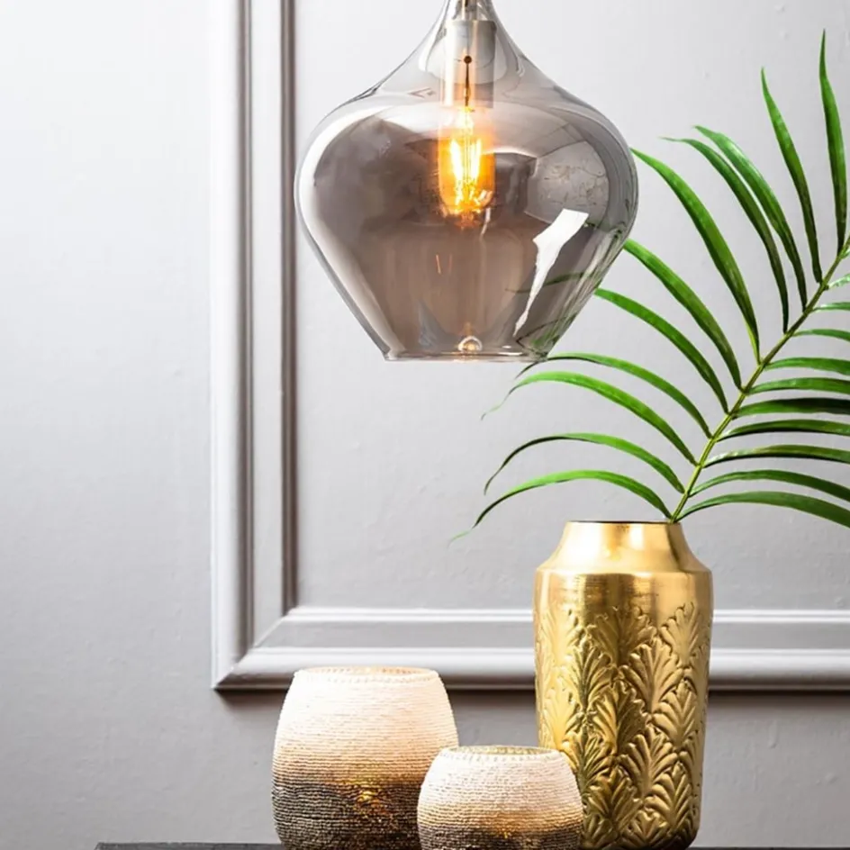 Hanglamp Rakel 27cm antiek brass+smoke glas>Straluma Online