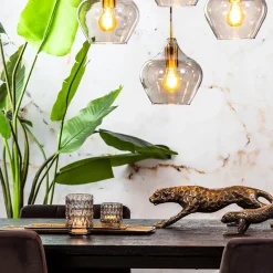 Hanglamp Rakel 5L rond antiek brass + smoke glas><noscript><img width=