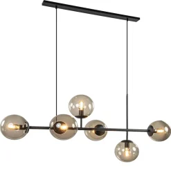 Hanglamp Random bol 6L zwart met smoke glas>Straluma New