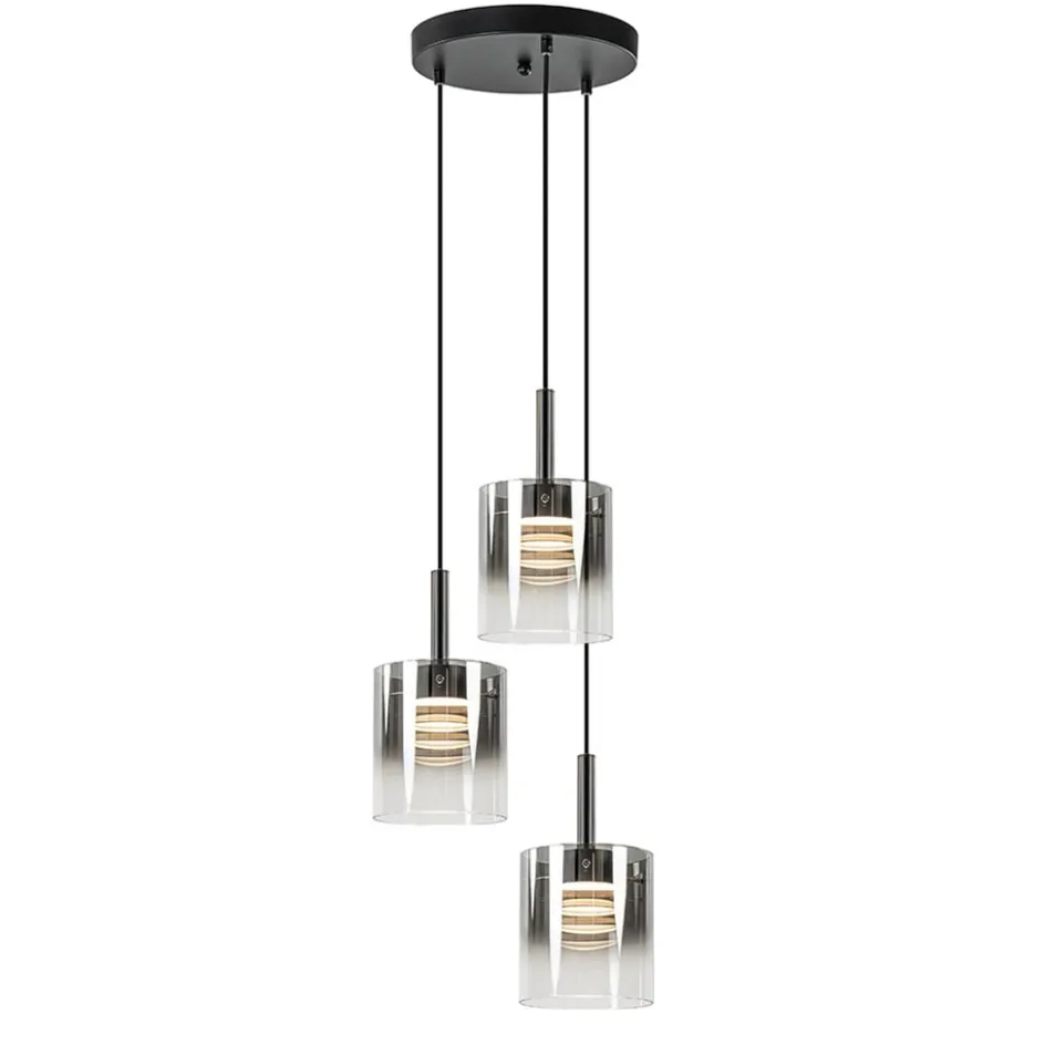 Hanglamp Salerno 3L zwart/gradient smoke>Straluma