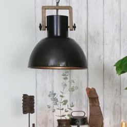 Hanglamp Shelly industrieel bruin/hout><noscript><img width=