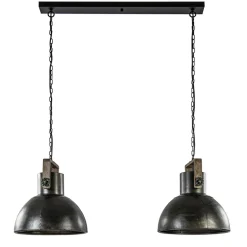 Hanglamp Shelly 2-lichts brons/hout>Straluma Outlet
