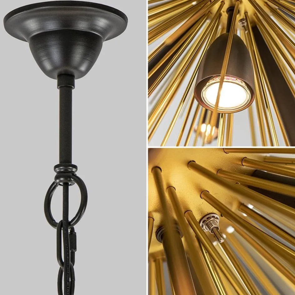 Hanglamp Springfield rond zwart/goud sprieten>Straluma Best