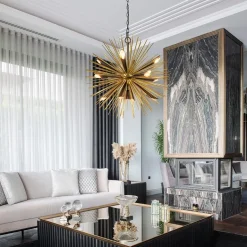 Hanglamp Springfield rond zwart/goud sprieten><noscript><img width=