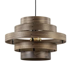 Hanglamp Walnut 6-ringen hout/zwart>Straluma Online